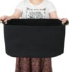 XUANGUO Large Rectangle Blankets Basket Living Room 22"x17"x12" Woven Cotton Rope Storage Baskets for Nursery Toy Baskets for Kids and Dogs Wicker Laundry Basket Bin for Clothes Towels black
