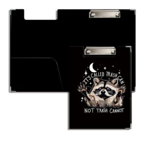 XUNLURY Funny Motivational Raccoon Clipboard with Storage for Office Desk, Raccoon Lovers Gifts, Inspirational Trash Panda Padfolio with Clipboard for Nurses Teachers, 12.5x9 in