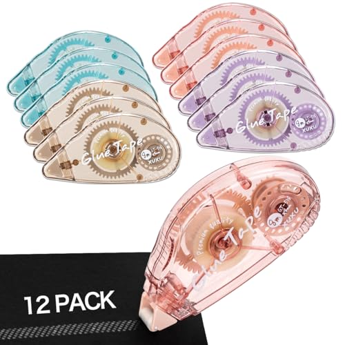 XUXU 12 Pack Glue Tape Scrapbooking Tape Adhesive Dots Tape Double Sided Tape Dispenser Runner for Crafts and Arts Projects Photo-Safe