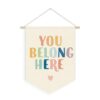 XYDEG Welcome Sign for Boho Classroom, You Belong Here Inspirational Linen Canvas Banner, Classroom Must Haves, Schoolgirl Style Classroom Wall Hanging Pennant Flag Banner for Preschool Decor,15x11in