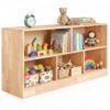 XYMERO Solid Rubber Wood Kids Storage Cabinet, 5-Section Toddler Montessori Bookshelf, Kids Organizer for Classroom, Playroom, Kindergarten, Large Size