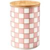 XYQXYQ Kitchen Countertop Ceramic Checkered Canisters,Black And White Food Storage Containers With Lid,Airtight Kitchen Canisters for Flour, Sugar, Coffee, Tea, and Dry Goods (Pink, XL)