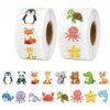 Xzentira 1000 Pcs Animal Stickers for Kids, 2 Rolls with 16 Wild and Ocean Animal Designs, Teacher Reward Stickers for Classroom, Potty Training, Scrapbooking, Birthday Party Favor Bag Fillers