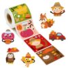 Xzentira 300 Pcs Fall Stickers Scene Roll Make a Face Pumpkin Scarecrow Craft Supplies for Fall Party Favors Gift Bags