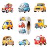 Xzentira 500 Pcs Cartoon Car Holographic Stickers Roll for Kids, 1 Inch Vehicle Stickers with 8 Styles, Toddler Stickers for Classroom Prizes, Party Favors, Goodie Bags, Birthday Supplies