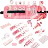 XZZO Wooden Doctor Kit for Toddlers 3-5, Pink Rabbit Kids Dentist Play Set with Portable Doctor Belt & 16+ Pcs Medical Tools, Pretend Play Doctor Toys Educational Birthday Gifts for Girls Age 3-8