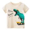 YAGATA Toddler Boy Short Sleeve Shirts Casual Kids Cotton Crewneck Graphic Tee Tops Blouse Dinosaur T Shirt Boys for 1-6 Years White Dinosaur 4-5T 120