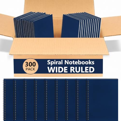 Yahenda 300 Pcs Spiral Notebooks Bulk, A5 8.3 x 5.5 Inch College Ruled Lined Notebooks, 100 Pages Soft Cover Journals for Students Classroom Office Back to School Supplies (Deep Blue)
