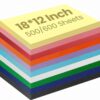 Yahenda 500 Pieces 12'' x 18'' Construction Paper Assorted Colors, Lightweight Card Stock Bulk, Large Colored Construction Paper for Craft Drawing DIY Art Printer Scrapbook Party (Multicolor)