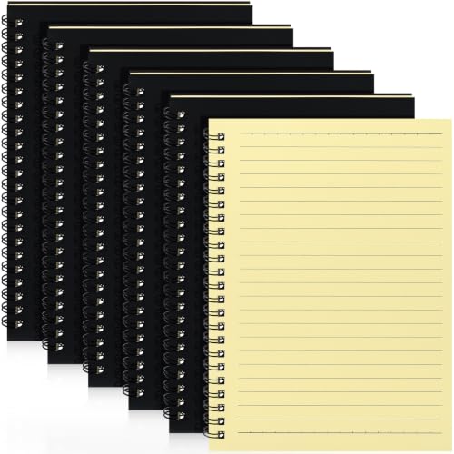 Yahenda 6 Pcs Spiral Notebooks Bulk, A5 8.3 x 5.5 Inch College Ruled Lined Notebooks, 100 Pages Soft Cover Journals for Students Classroom Office Back to School Supplies (Yellow Inner Pages)