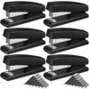 Yahenda 6 Pieces Metal Desktop Stapler with Staples Heavy Duty 25 Sheet Capacity Black Remover Stapler for Desk Office School