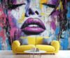 YAHLIGU Graffiti Mural, Woman Face Wallpaper, Modern Pop Art Extra Large Wall Murals for Bedroom Living Room Wallpaper, 169"x118" (Not Peel n' Stick)
