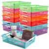 Yakydesign 12 PCS Plastic Classroom Turn in Paper Trays Storage Bin Basket Organizers Holds 4A Paper File for School Teacher Supplies Classroom Office Home Organization and Storage Tray (Colorful)