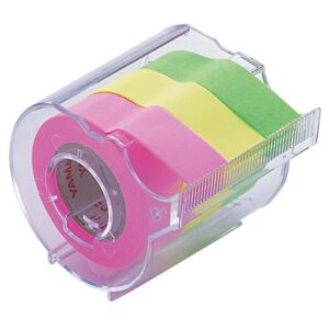 Yamato Memoc Roll Tape, Self-Stick Memo Paper Tape, with Tape Dispenser, 15mm x 10m, 3-Color Set, Rose, Lemon & Lime, 1 ea. (RK-15CH-B)