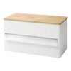 Yamazaki Home Rin Kitchen Paper Holder Rin L | One-Handed Tear Design, Concealed Storage, Fits Rolls Up To 6" - Steel + Wood