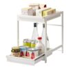 YAMAZAKI Home Tower Under-Sink Rack with Pull-Out Shelf, Versatile Kitchen Cabinet Storage Drawers, 2 Tiers, Sturdy Organization System - Steel