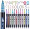 Yangmei Outline Glitter Markers, Teen Girl Gifts Trendy Stuff, Art Supplies for Kids 6-8 9-12, Crafts for Girls 8-12, 12 Self Outline Metallic Markers, Gift for 4-12 Year Old Girls Birthday Gift