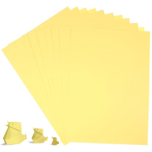 YARNOW 100 Sheets Yellow Craft Paper A4 Size 70gsm Multipurpose Cardstock Sheets for DIY Crafting and Office Use, Easy to Stick and Not Easy to Break, for Handcrafts and Printing Projects