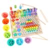 YARNOW Wooden 13-in-1 Educational Number with Different Shapes, Color Matching and Bead Clamping Features, for Christmas and Birthday Early Learning