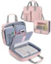 YARWO 2PCS Zipper Binder Bag Set, 3 Ring Binder with Multi Pockets & Straps