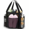 YASONIC Double Handles Mesh Shower Caddy Portable for College Dorm Essentials, 8 Pockets Large Capacity Shower Organizer for Girls, Quick-Dry Hanging Toiletry Bag for Bathroom Travel, Black