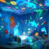 YAUNJI Dynamic Rotating LED Projector Light, 2026 New 360° Rotating Ocean Wave Night for Cozy Room Decor, Multi-Angle Projection Base Ceiling Projector Night Light for Adults Bedroom Home (AA)