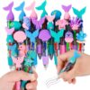 Yazetto 25 Pcs Mermaid Party Favor Multicolor Pen in One Cartoon Cute Fun 4-in-1 Cute Pens Bulk Kawaii Mermaid Shell Coral Seahorse Starfish Shape Cool Ballpoint Pens for Kids Fun Gifts