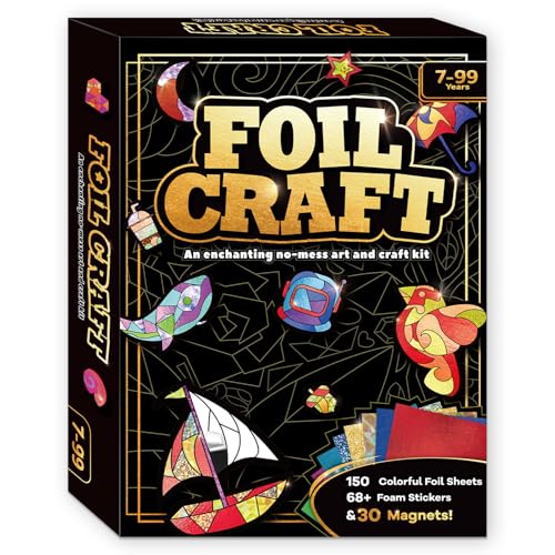 Yazhiji Foil Art Craft Kit for Kids Girls 4-8, No Mess DIY Magnet Art Set with Stickers, 150+ Foil Sheets, Creative Craft Activity Toy, Birthday Party Favor Gifts for Girls, Kids Art Supplies