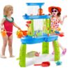 YAZ&OUZ Water Table for Toddlers 1-3, 3-Tier Kids Water Table, Water Tables for Toddlers 3-5 Features Swimming Crabs & Dolphins, Rain Showers Splash Pond, Activity Sensory Play Table for Boys Girls