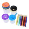 Ycauty 10 Piece Kids Paint Set, Anti-Spill Paint Cups with Coloured Lids and Brushes, Toddler Pots