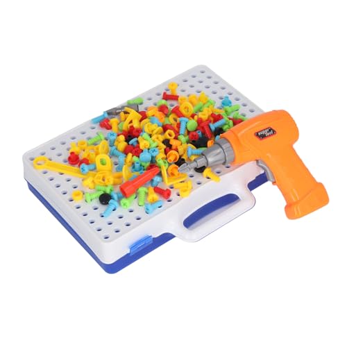 Ycauty 239 Piece Educational Mosaic Drill Bit Set for Kids, Colorful Building Games with Toy Drill, Safe Playing Puzzle Set for Learning and Creativity, Suitable for Kids 3-10 Years