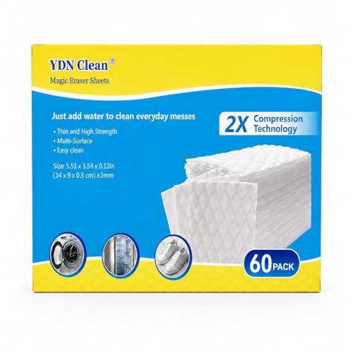 YDN Clean Magic Eraser Sponge Sheet, 2X Density Nano Melamine Sponge Reusable Cleaning Wipes Paper Towels Scrub Pad Portable with Water Only for Kitchen, Bathroom, Outdoor, Shoe (60)