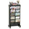 yeavs 6-Tier Rolling Bookshelf Magazine Rack with Wheels Black