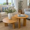 Yechen Nesting Coffee Table Set of 2, Wood Look, Round Side Tables