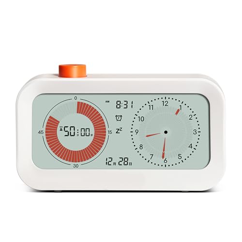 Yechiry Visual Timer, 60 Minute Countdown Countup Progress Bar Display, Large 5 Inch Screen with Current Clock Time and Date, Snooze Mode Alarm System, for Classroom Kitchen Workplace,
