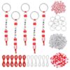 YELARXI Bead Keychain Making Kit, DIY Beadable Keychain Bars Making Alphabet Letter Key Rings Craft Set Heart Shaped Keyring Colorful/Baseball & 564 Pcs -for(Bag Charm/Gifts/Party Favor)