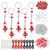 YELARXI Bead Keychain Making Kit, DIY Beadable Keychain Bars Making Alphabet Letter Key Rings Craft Set Heart Shaped Keyring Colorful/Red Football & 564 Pcs -for(Charm/Gifts/Party Favor)