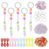 YELARXI Bead Keychain Making Kit, DIY Beadable Keychain Bars Making Alphabet Letter Key Rings Craft Set Heart Shaped Keyring Bold Color/Volleyball & 564 Pcs -for(Charm/Gifts/Party Favor)