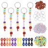 YELARXI Bead Keychain Making Kit, DIY Beadable Keychain Bars Making Alphabet Letter Key Rings Craft Set Heart Shaped Keyring Bold Color/Basketball & 574 Pcs -for(Charm/Gifts/Party Favor)