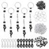YELARXI Bead Keychain Making Kit, DIY Beadable Keychain Bars Making Alphabet Letter Key Rings Craft Set Heart Shaped Keyring Black&White/Table Tennis & 564Pcs -for(Charm/Gifts/Party Favor)