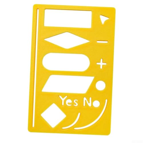 Yellow Flowchart Template Stencil Tool For Scrapbook Workers And Designers, Multifunctional Drawing Marker With Process Symbols And Shapes, Portable Plastic Ruler For Mind Maps, 2.20x3.46 Inch