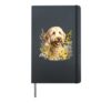 Yellow Labradoodle Dog Spring Wildflowers Artwork Hardcover Journal, Black