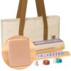 Yellow Mountain Imports American Mahjong Set, Canyon Clay - 166 Medium Tiles with Beige Soft Case, Wooden Racks with Pushers, Scoring Coins, Dice, and Wind Indicator