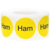 Yellow with Black Ham Circle Dot Adhesive Stickers, 1 Inch Round Labels, 500 Total Stickers