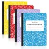 Yeplan Composition Notebooks 4 pack, Wide Ruled Notebook Paper, 9 3/4" x 7 1/2", 80 Sheets/160 Pages, Aesthetic Marble Composition Notebook for School & Office Supplies (4, Assorted Colors)