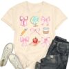 YERKOP Teacher Shirts for Women Coquette Bow Teach T-Shirt Kindergarten Teaching Life Tee Tops Cream