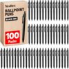 YesBes 100 Pack Ballpoint Pens Bulk, Retractable Black Pens Ballpoint Medium Point 1mm for Smooth Writing, No Bleed Ink Pens Clear Lines, School, Office, Teacher Supplies, Best Gifts for Coworkers