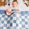 yescool Blue Checkered Weighted Blanket 5 Pounds Plaid Weighted Throw Blanket, Heavy Blanket for Sleeping, Tartan Bed Throw Blanket Gifts for 40-60lbs, 36"x48"