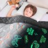 yescool Glow in The Dark Games Blanket 10 Pounds, 48 * 72in Gaming Blanket for Boys, Minky Weighted Blanket Gifts