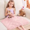 yescool Pink Weighted Lap Pad 2 lb Small Lap Blanket, Weighted Lap Blanket Minky Weighted Throw Blankets, Blankets Gifts for Travel Outdoor Indoor, 20 * 30in